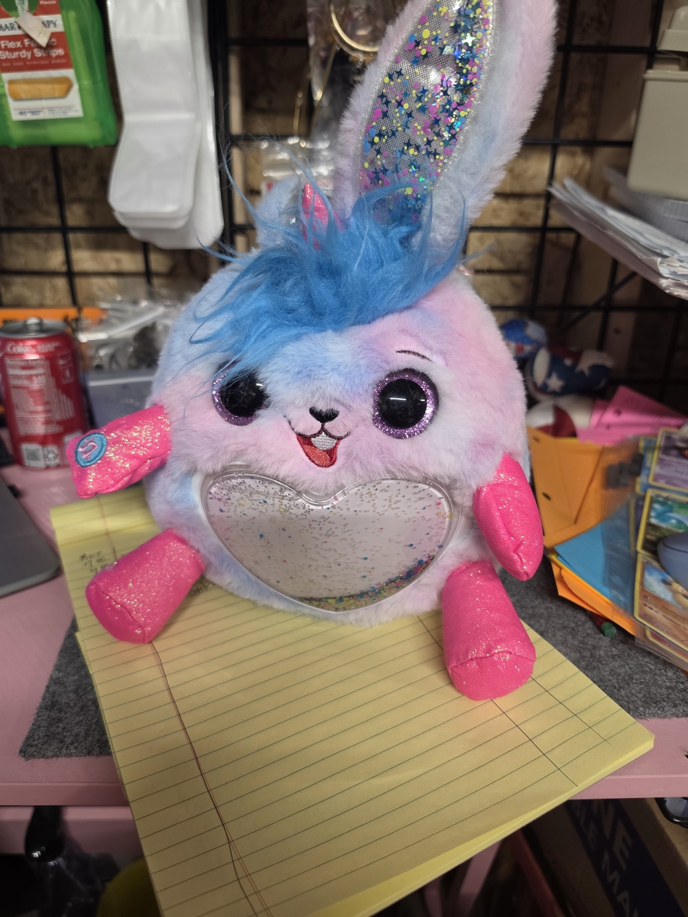 AT-1 Plush Bunny Heart Mirror Toy - Pink & Blue Talking